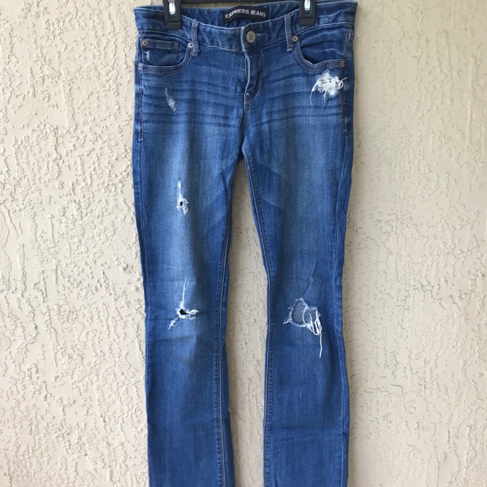 Express destroyed bootcut jeans
